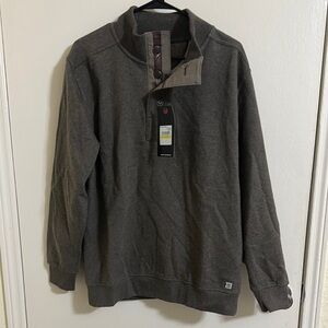 NWT Wolverine Men’s Hudson Button Coffee Quarter Zip Pullover Sweater Medium